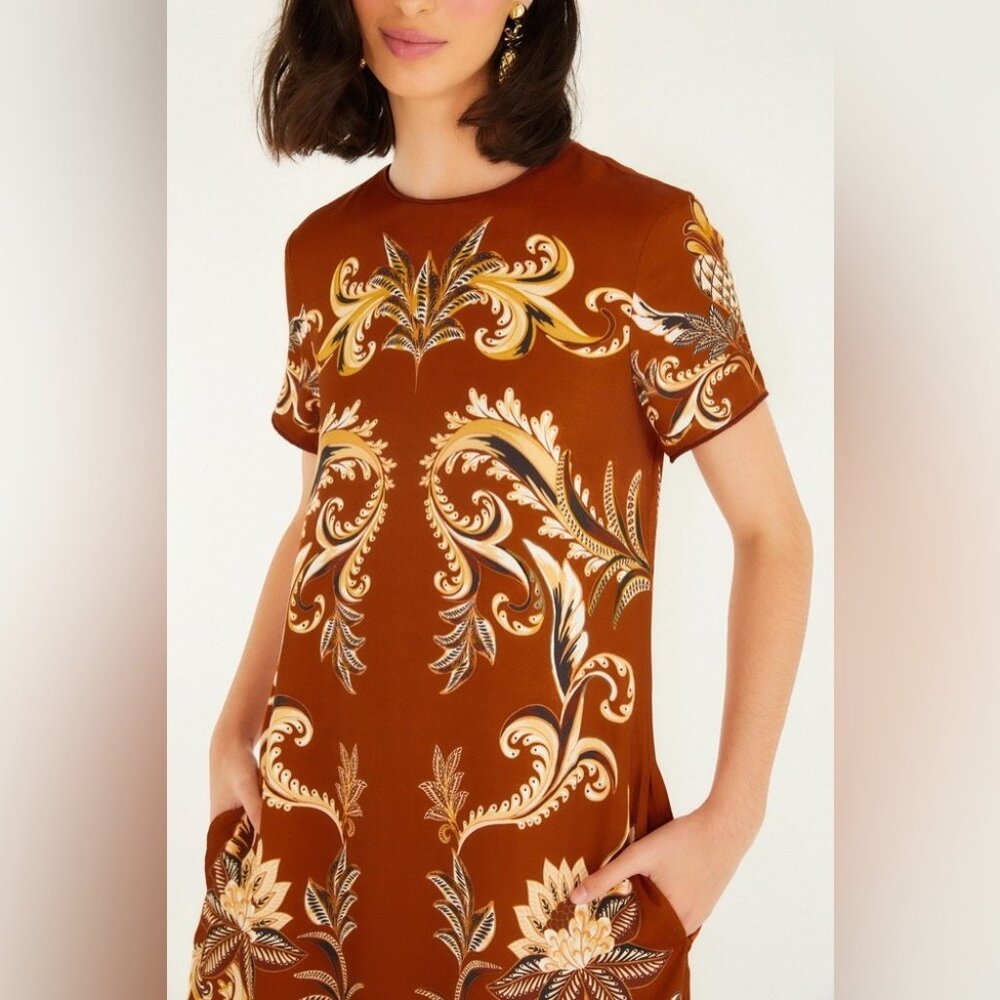 FR: Orange Arabesque Paradise Viscose MaxiDress - Picture 2 of 11